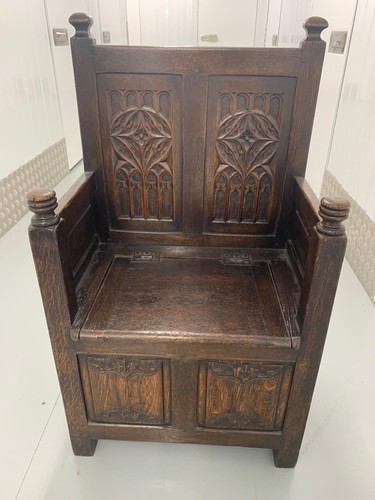 Antique oak monks - , bench