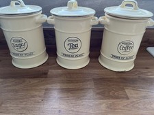 T&G Woodware Pride of  Place Ceramic Tea Coffee Sugar Storage Jars Cream