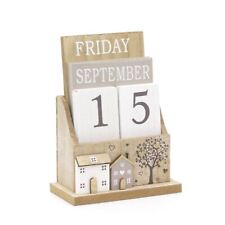 Shabby Chic Wooden Perpetual Calendar | Desk Calendar Flip Calendar