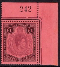 Nyasaland 1938-44 £1 Top