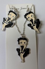 Betty Boop Necklace and Earring Set - Black