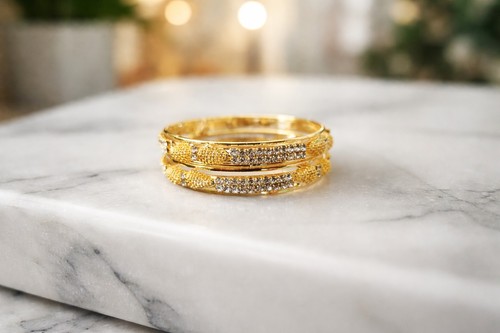 Kids gold plated baby bangles - gold-plated,