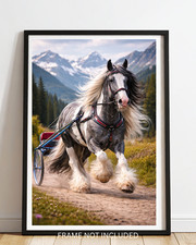 Gypsy horse and cart  A4 print