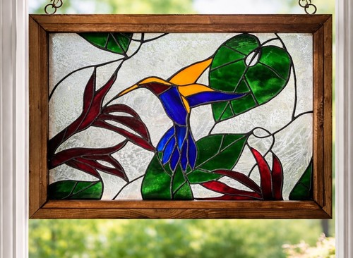Stained glass hummingbird - stained,