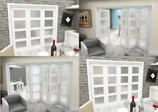 Internal Bifold Doors White Primed 4 Lite Frosted Glass & Stabilising Base Track
