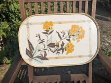 Vintage Floral Melamine Serving Tray Retro Kitchen Heat/Stain Resistant 