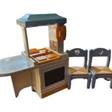 Little Tikes Dollhouse Kitchen + 2 Chairs – Vintage 90s Mini Toy,Great Condition