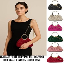 Women Satin Pleated Clutch Bag