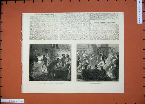 Old antique print 1874 life - old,
