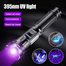 2in1 Torch 395nm UV Light White LED Flashlight Zoom Work Light USB Rechargeable