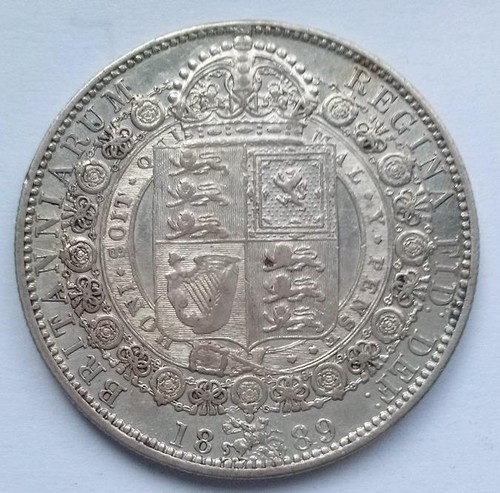 1889 half crown coin - coin, very