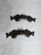 ANTIQUE VINTAGE ORNATE VICTORIAN CAST IRON DRAWER BIN FINGER CUP PULL Lot Of 2