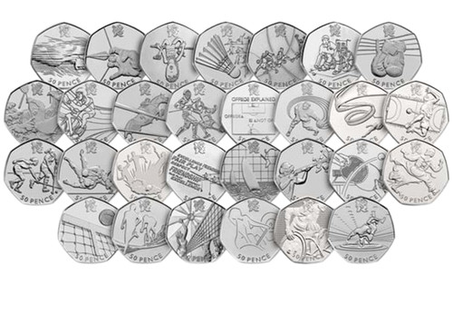 London olympic 2012 50p coins - london,