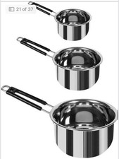 Induction Milk Pan Stainless Steel Double Pouring ROUND Soft Handle HOBS Sauce