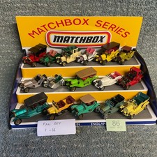 Matchbox Models Of yesteryear. Full set of 16 early cars, Lesney Moy. No boxes
