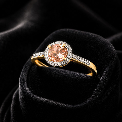 Round halo morganite diamond - morganite,