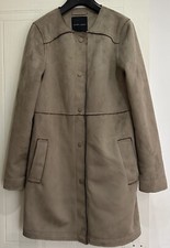 Women’s Newlook Tan Faux Suede Collarless Mid Length Jacket Coat UK6