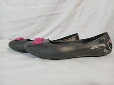 Crocs Sanrio Hello Kitty Black Rubber Open Top Dolly Shoes Size 7 UK Womens