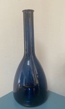 BLUE Glass Vase Bottle Holmegaard Inspired Ikea Hand Blown Scandi MCM decor Vtg