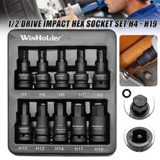 10PCS IMPACT HEX BIT Sockets Set 1/2" Drive Impact H4 To H19 Allen Key With Tray
