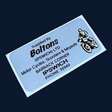BOLTONS OF IPSWICH Dealership Dealer Vinyl Sticker Lambretta Vespa MOTOR CYCLES