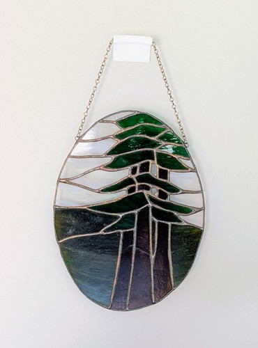Vintage stained glass forrest - stained,