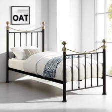 Hampstead Black & Brass Traditional Metal Bed Frame- Single / Double / King Size