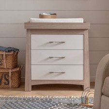 Baby Dresser Changer with Removable Top - Lana Ash Changing Table with 3 Drawers