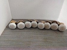 Vintage Gainsborough Porcelain Wardrobe Door Knobs Brass Base Old Stock X 8 