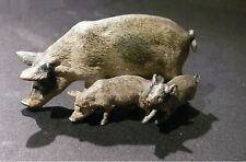 VERY RARE! Geschutzt Austrian Bronze Cold Painted Pig & Piglets c 1900