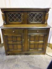 PRIORY STYLE SOLID OAK COURT CUPBOARD  / SIDEBOARD, LEADED GLAZED UPPER
