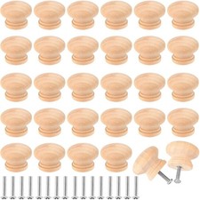 KOHAND 30 Pack Wooden Door Knobs, 35 x 25 mm Natural Wood Drawer 30 PCS 35mm 