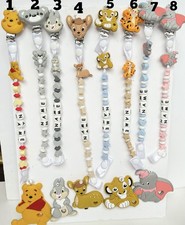 Newborn baby Boy Girl 1 Teething  Silicone Dummy Clip One Name Choose Number
