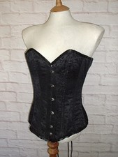 BLACK BROCADE OVERBUST STEEL LACE UP CORSET 28 IN WAIST SIZE 12 TO 14 TALL SLIM