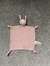 H And M H&M Rose Pink Bunny Rabbit Cotton Muslin Comforter Soother Blankie Toy
