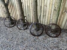 Antique Shepherds Hut Wheels Cast Iron 18” Stationary Engine Agricultural x 4