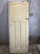 30 1/8"X76 7/8" 1930s Internal Painted Pine Four Panel Door Arched 1over3