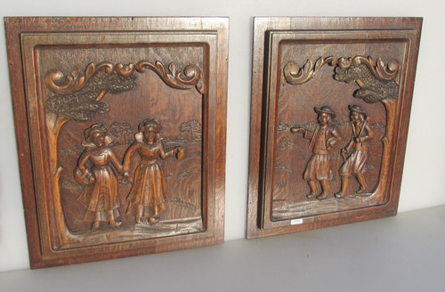 Antique carved wooden panels - carved,