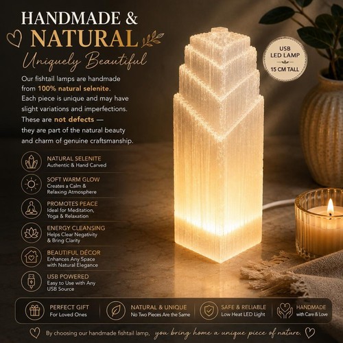 Natural selenite fishtail lamp - selenite,