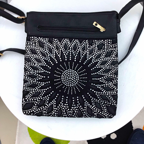 Black faux leather studded - black,