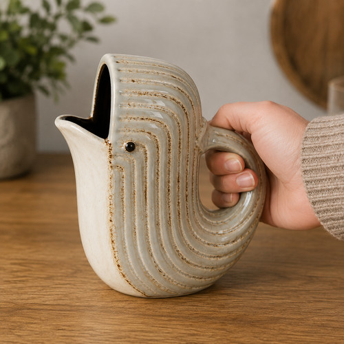 Ceramic whale jug with - whale, handle