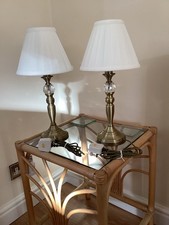 Dar Lighting 2 Brushed Brass & Crystal Bedside Table Lamps  with shades