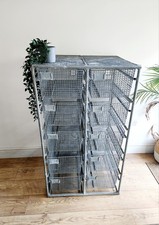 Vintage industrial metal wire drawer unit - loft style storage cabinet
