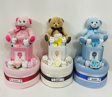 2 TIER NAPPY CAKE WITH GLASS