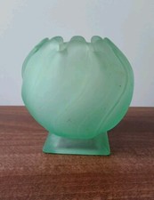 Green frosted glass - green, jar/pot