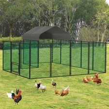 XXL Chicken Run Cage Walk In Coop Poultry Kennel Hutch Wire Sidewall Nesting Pen