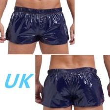 UK Men's Shiny Glossy Boxer Shorts Elastic Waist Hot Pants Underwear Beachwear