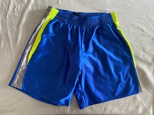 mens gym shorts Blue Shiny Satin Dazzle Sports Running Scally L/XL Silky Vintage