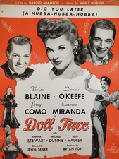 CARMEN MIRANDA - DOLL FACE - VINTAGE ORIGINAL 1945