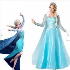 Elsa Frozen Snow Queen Adult Cosplay Costume Fancy Dress UK Book Week Halloween